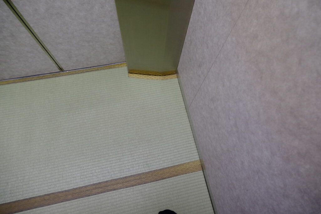 湯喜望 白扇のエレベーター内も畳である様子