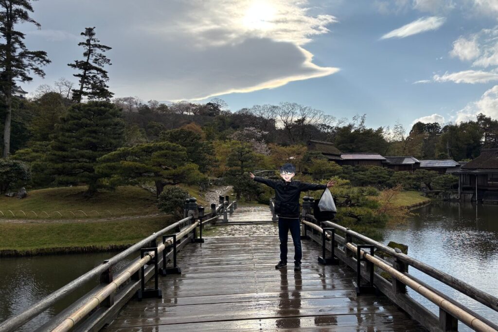 玄宮園での記念撮影