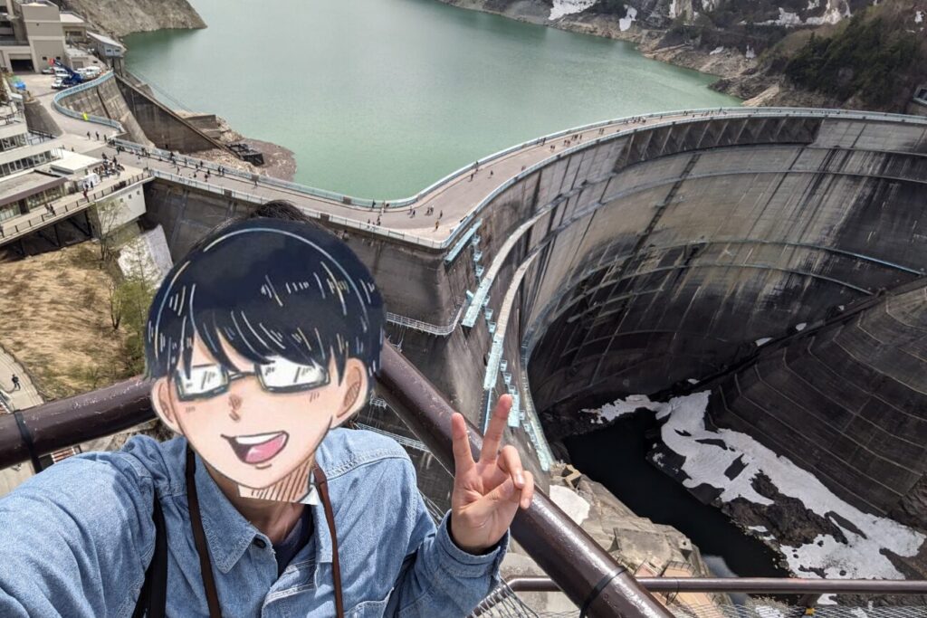 黒部ダムでの記念撮影