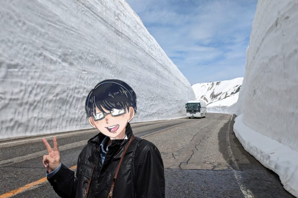 雪の大谷で記念撮影