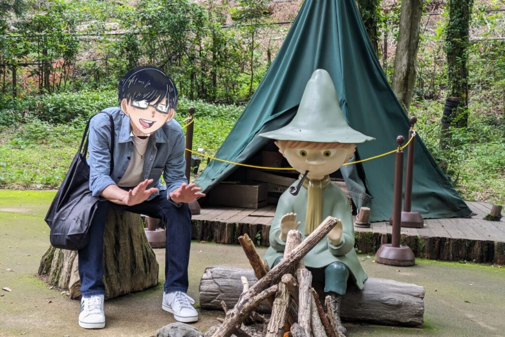 スナフキンのテントで記念撮影