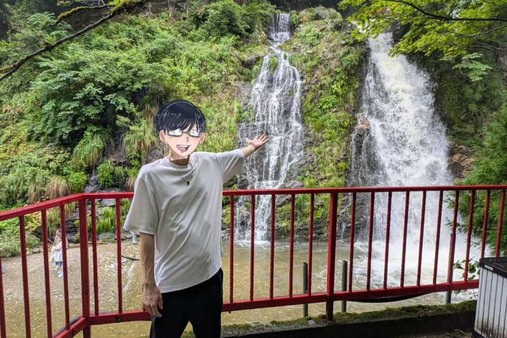 白銀の滝で記念撮影