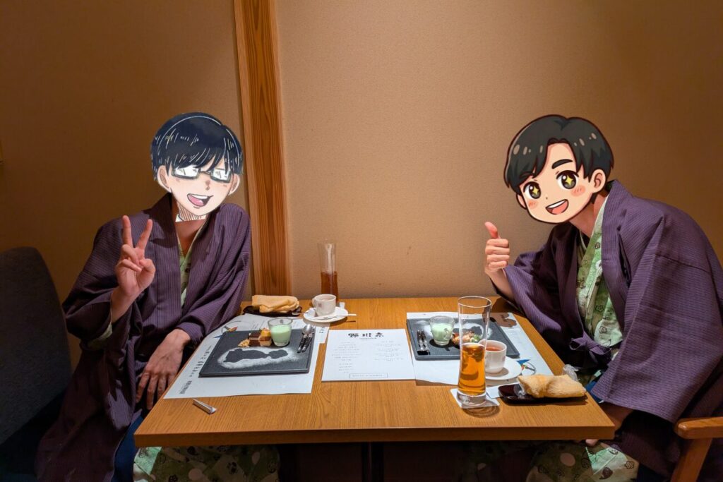 銀山温泉での食事の様子