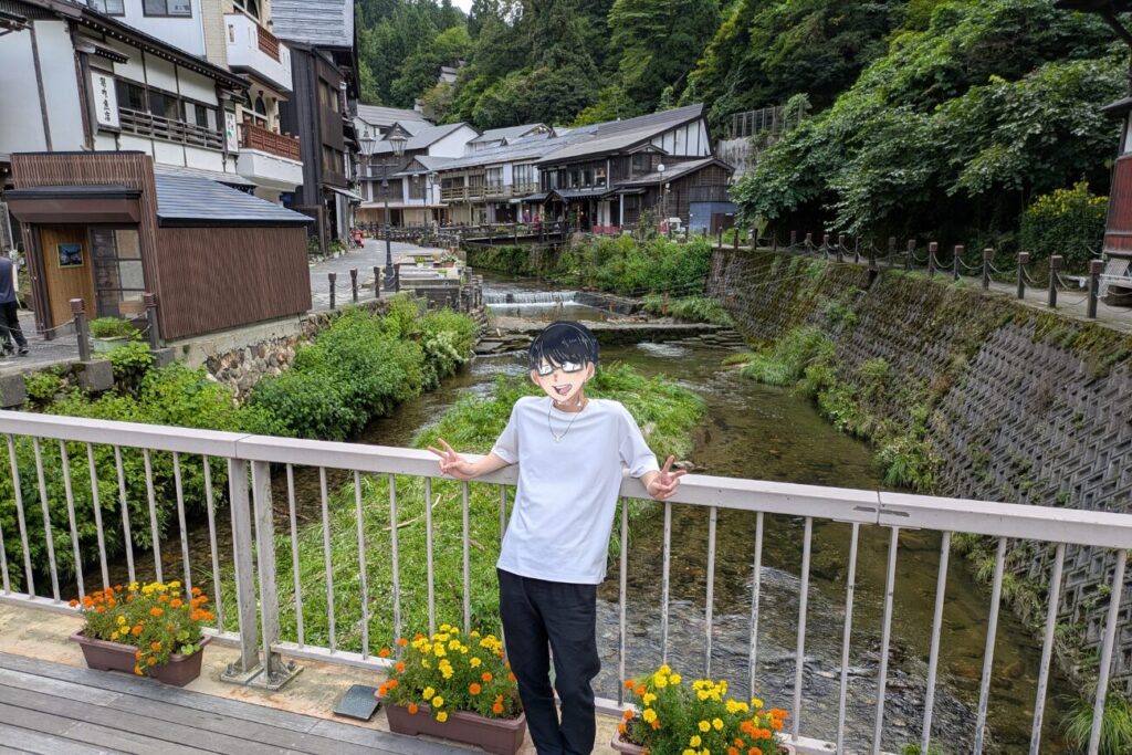 銀山温泉での記念撮影