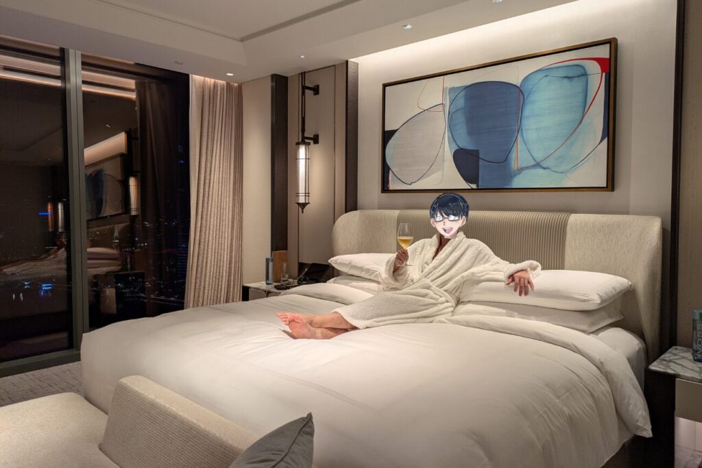 マリーナ・ベイ・サンズのスイートルームでくつろぐ私