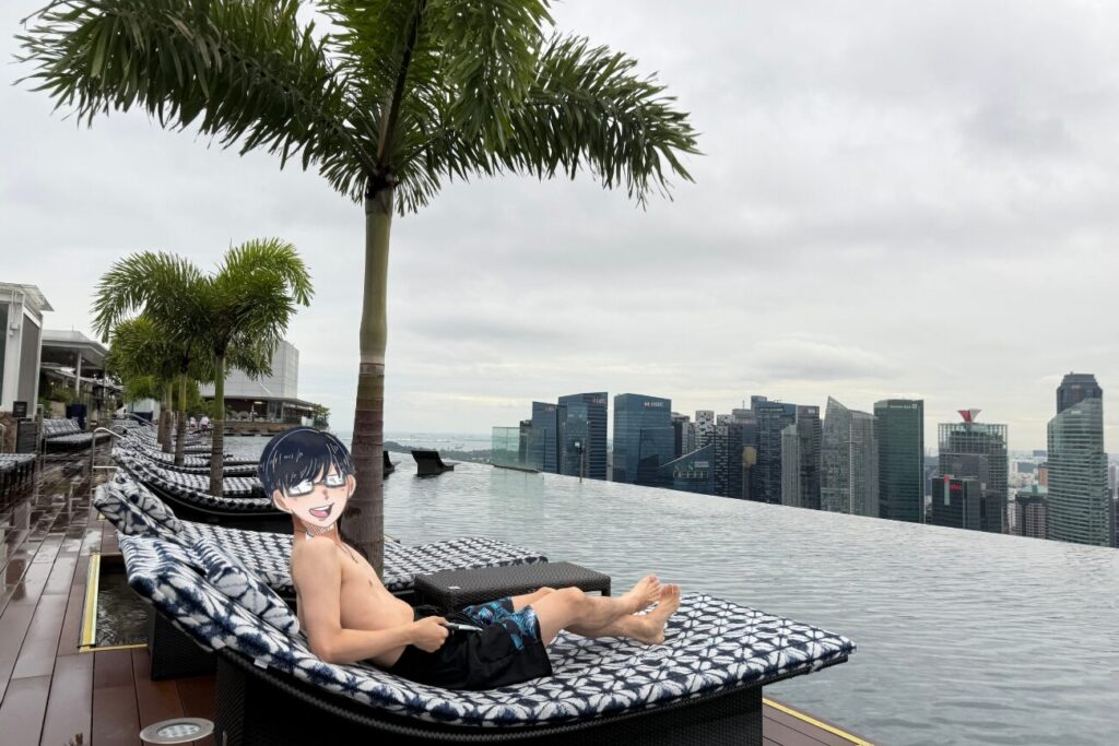 マリーナベイサンズのプールを満喫する私