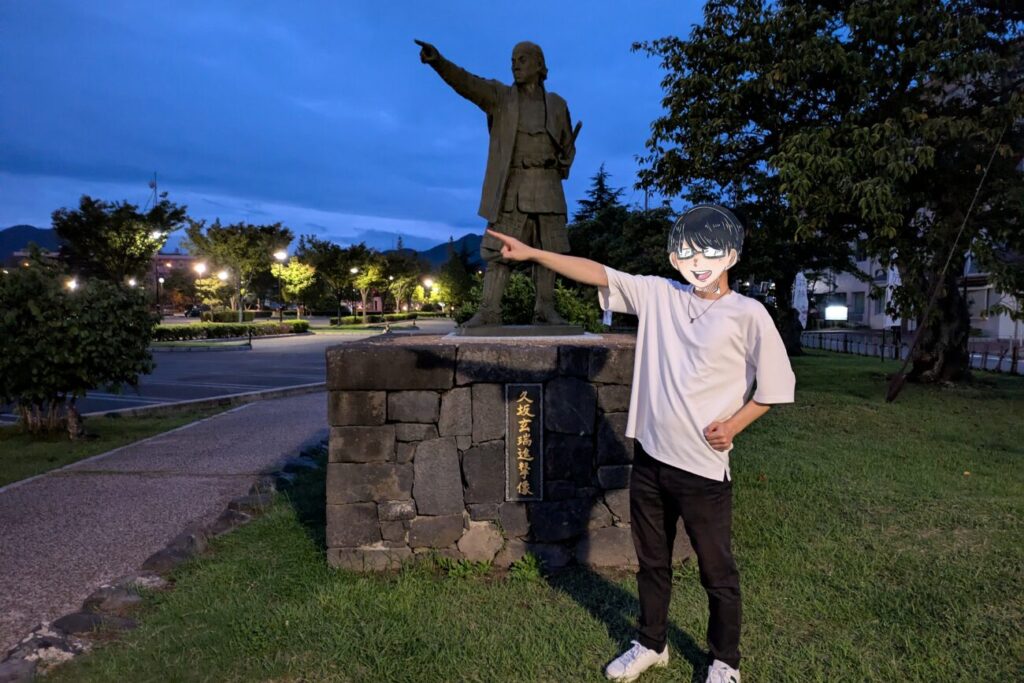 久坂玄瑞像との記念撮影