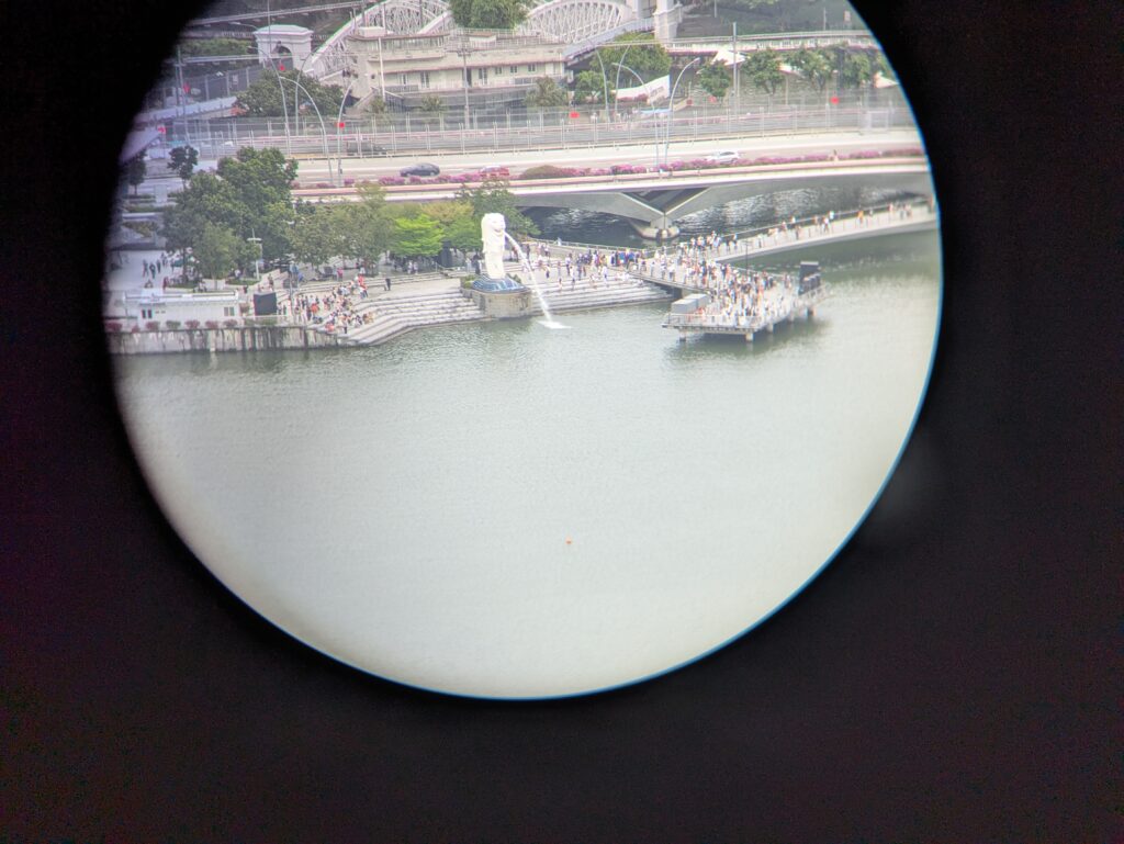 双眼鏡から見るマーライオン