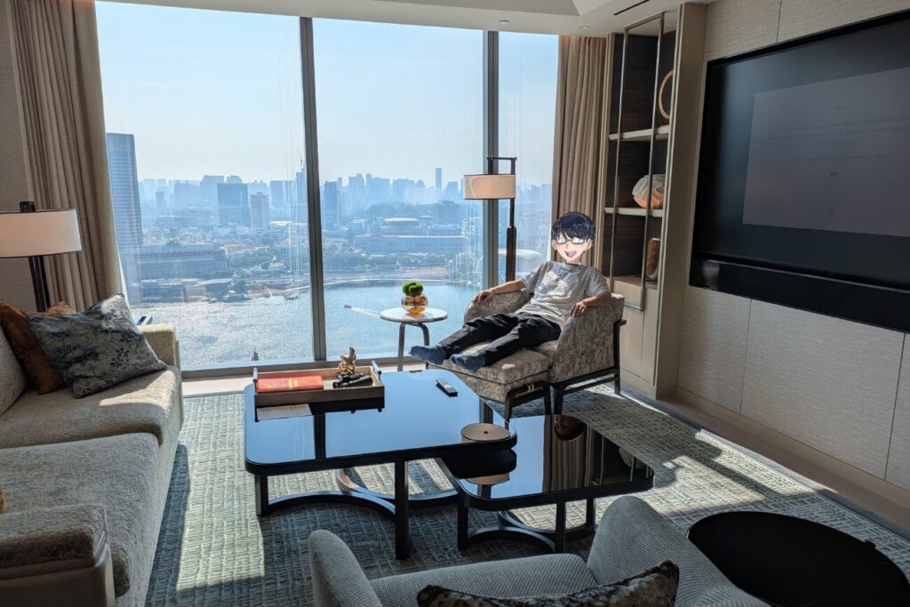 リビングでの記念撮影