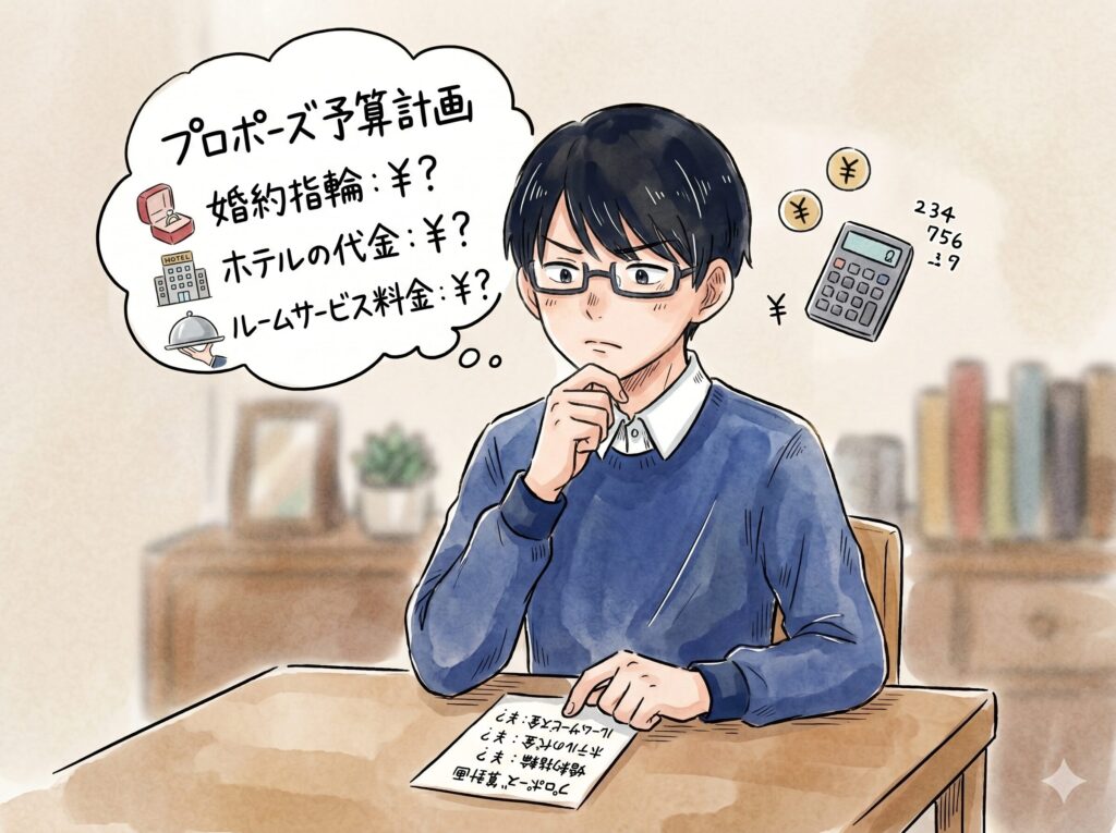 プロポーズの費用について考えている様子