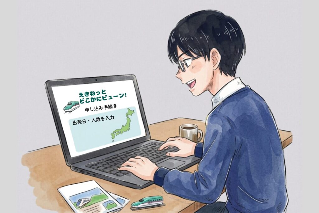 どこかにビューンに申し込みしようとしている様子