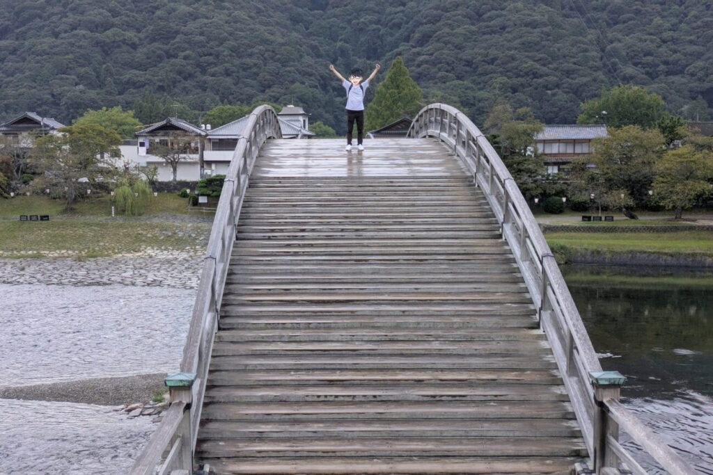 錦帯橋での記念撮影
