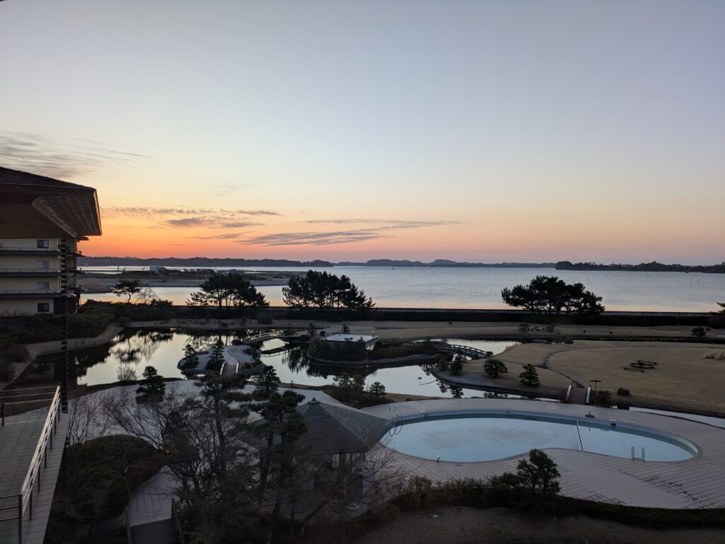 一の坊の客室から見る朝焼け